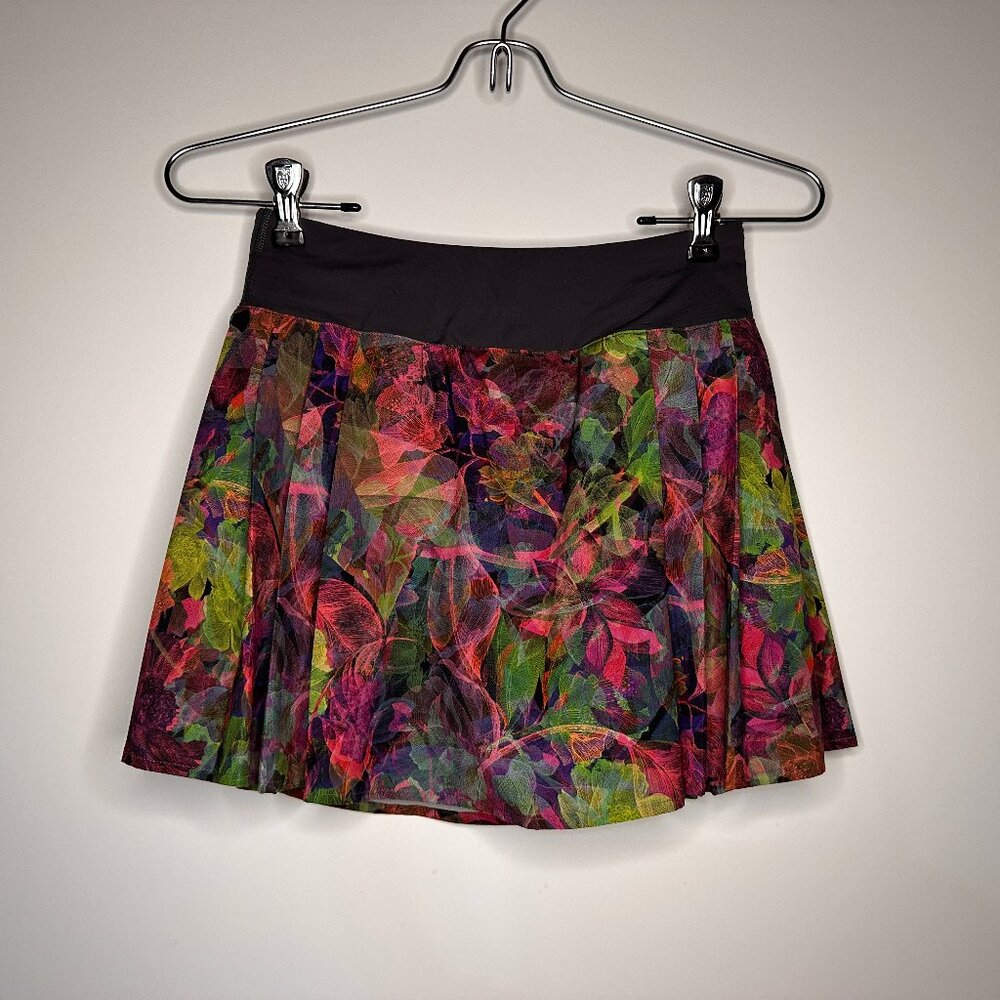 Lululemon Side-Pleat High-Rise Floral Tone Tennis Skirt Women Size 2